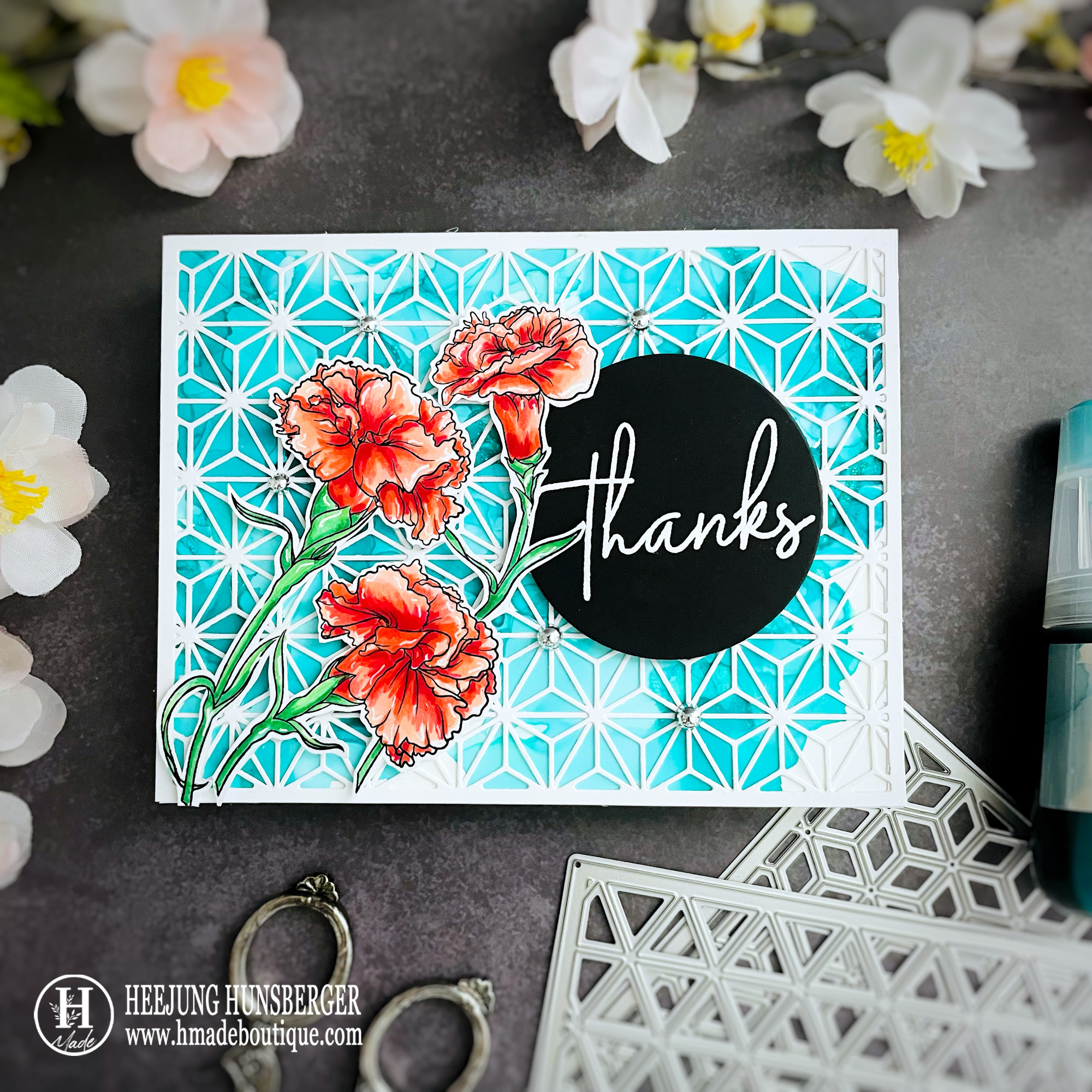 Altenew- Painted Flower Carnation Thank you Card