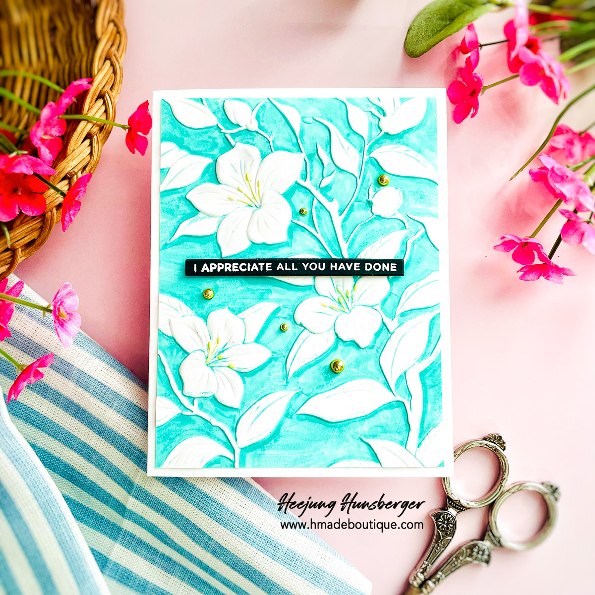 Simon Says Stamp March New Release: Apple Blossoms Embossed Card