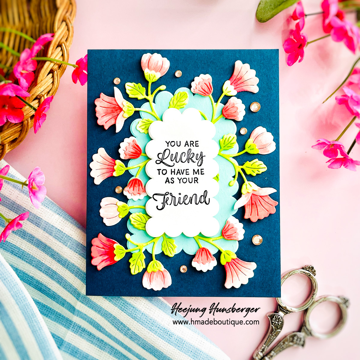 Simon Says Stamp March New Release: Honeybell Floral & Scalloped Arches Card