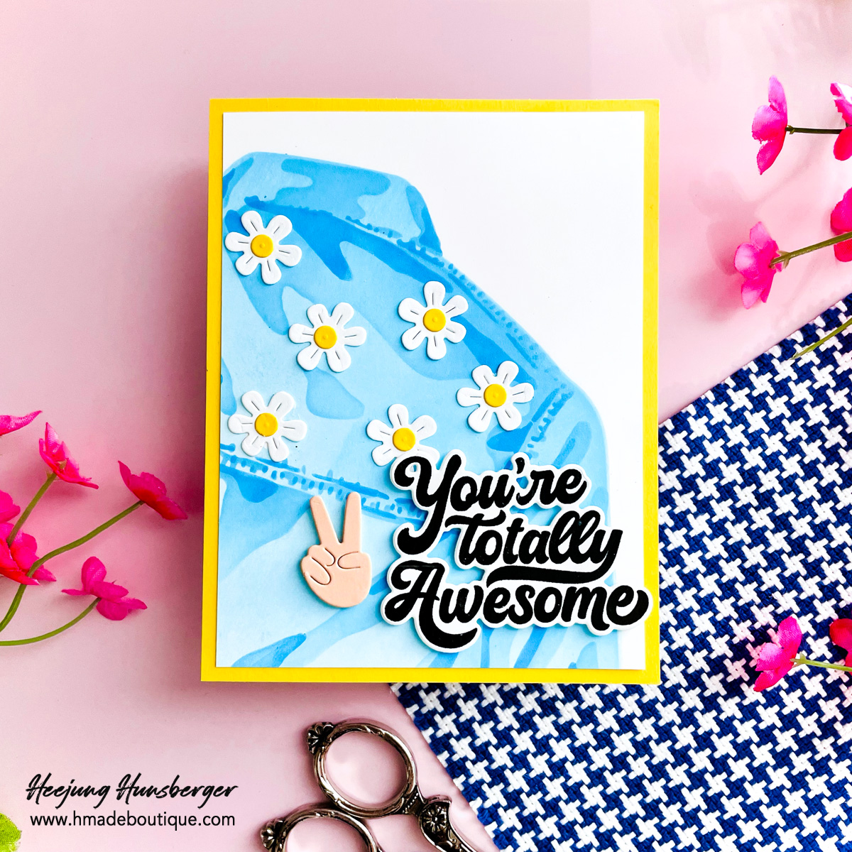 Retro Denim & Daisy Card