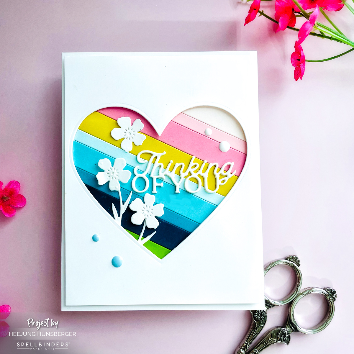 Vibrant Layered Heart “Thinking of You” Card