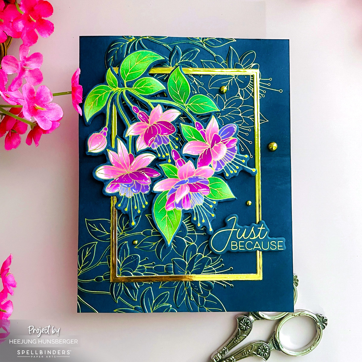 Dramatic Foiled Fuchsia Card