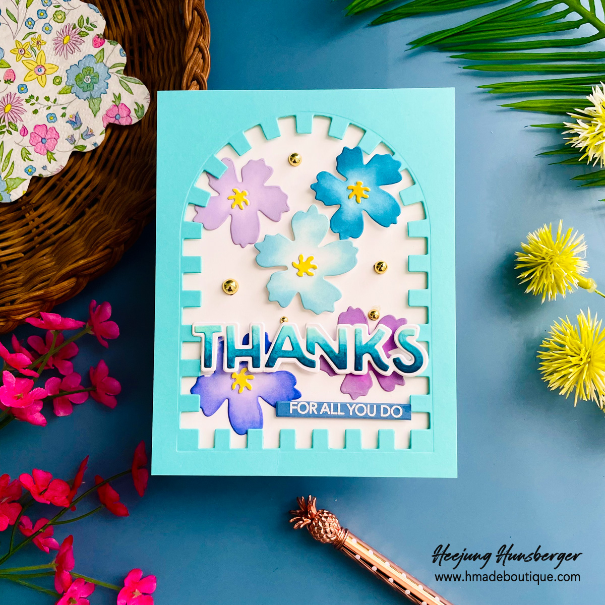 Elegant Floral Arch Thank You Card: Hero Arts June Fresh Flowers Collection