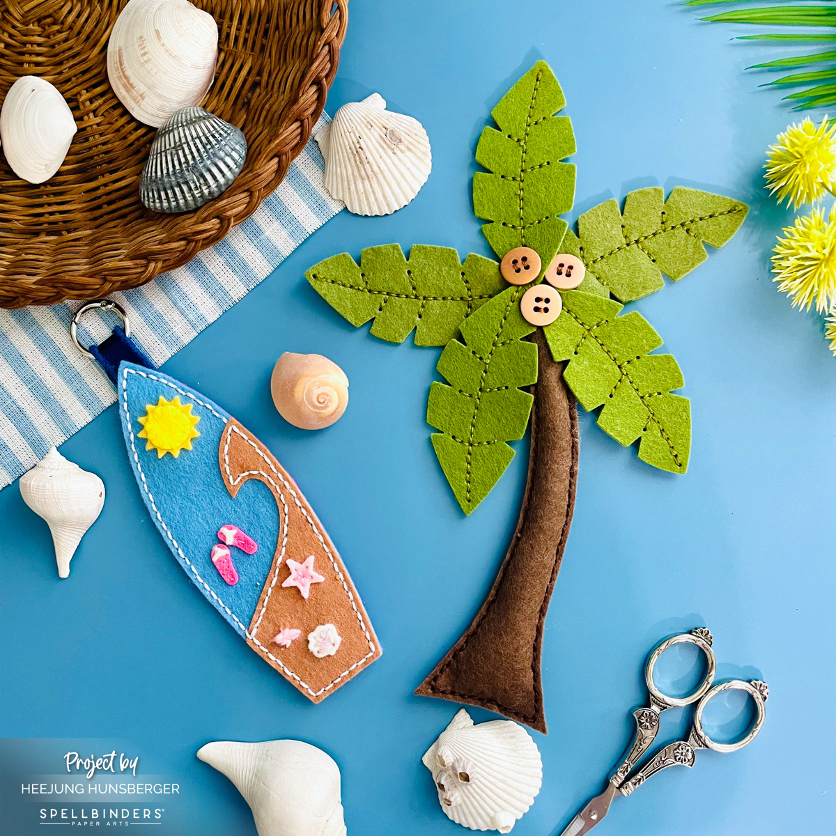 Catching the Summer Waves: DIY 3D Felt Décor & Surfboard Keychain with Spellbinders!