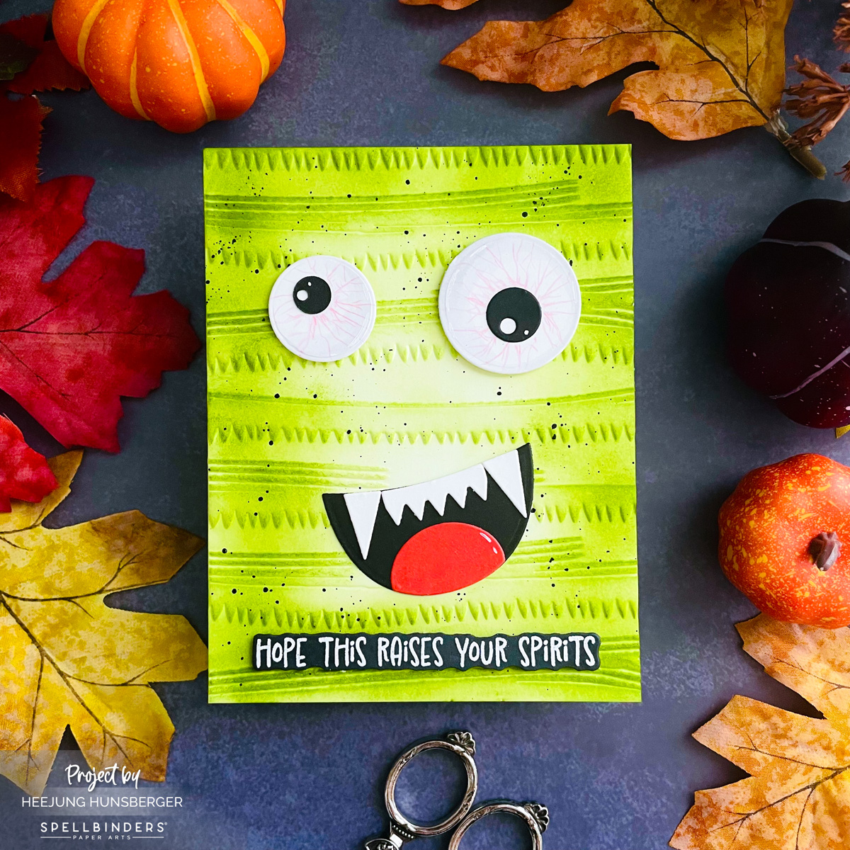 Playful Monster Card with Spellbinders August All Clubs Crate Bonus Die!