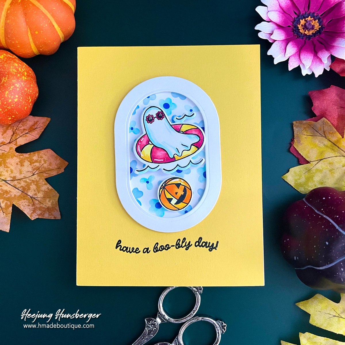 Interactive Summerween Fun: A Floating Ghost Pool Spinner Card!