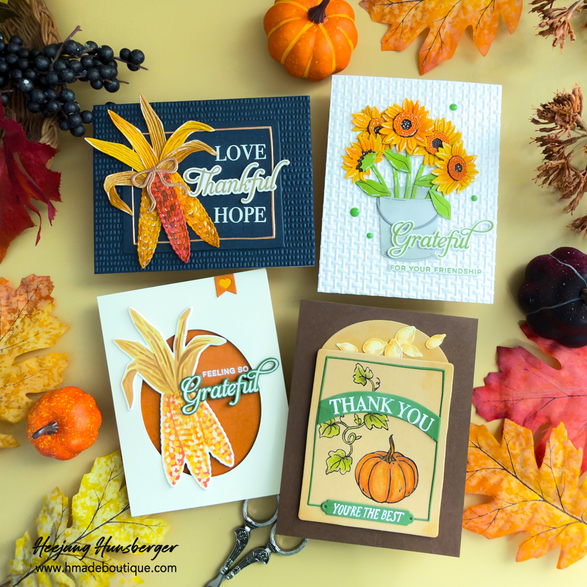 Warm Autumn Harvest Cards with Hero Arts October My Monthly Hero Kit