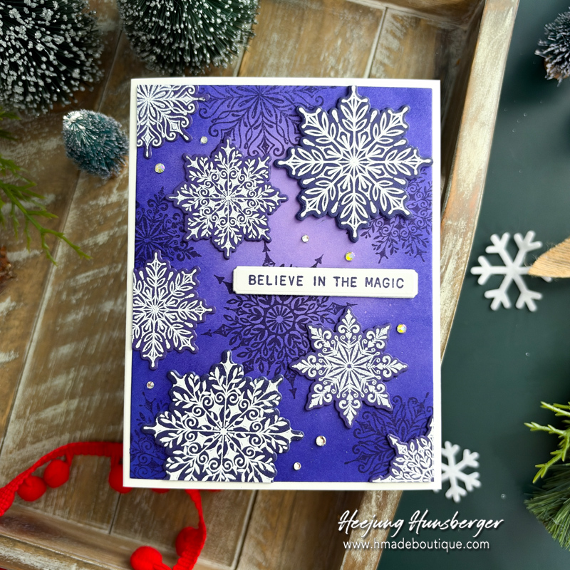 Mini Swirly Snowflakes Christmas Card with Tim Holtz Stamp and Coordinating Dies